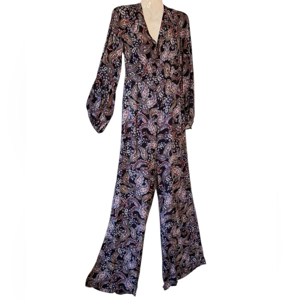 Anthropologie x Kachel NEW Wide Leg Jumpsuit Dark Floral Size 8 Whimsigoth